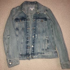Light blue jean jacket.